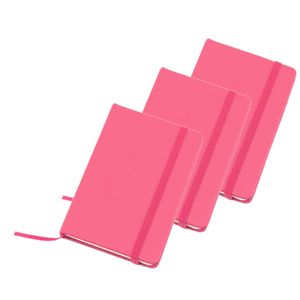 Set van 3x stuks notitieblokje harde kaft roze 9 x 14 cm