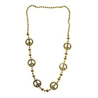 Lange gouden verkleed ketting peacetekens hippie/sixties/flower power