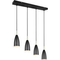 LED Hanglamp - Hangverlichting - Trion Farona - E14 Fitting - 4-lichts - Rond - Mat Zwart - Aluminium - thumbnail