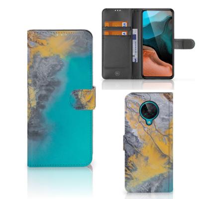 Xiaomi Poco F2 Pro | Bookcase | Marble Blue Gold