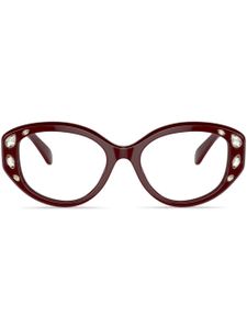 Swarovski lunettes de vue ovales ornées de cristaux - Rouge