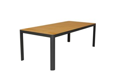 Qopps Mikos tuintafel 220 x100 cm teak blad frame antraciet