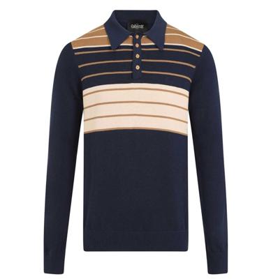 Collectif Jo Striped Polo Jumper Blue-S
