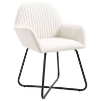 The Living Store Eetkamerstoelen - Set van 6 - Crème - 61 x 61 x 84 cm - Stof - Gepoedercoat stalen poten