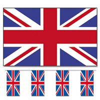 Bellatio Decorations - Vlaggen versiering set - UK/Engeland - Vlag 90 x 150 cm en vlaggenlijn 4m