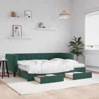 Slaapbank onderschuifbed en lades 80x200 cm fluweel donkergroen