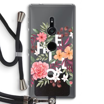 Hello in flowers: Sony Xperia XZ2 Transparant Hoesje met koord