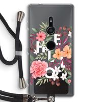 Hello in flowers: Sony Xperia XZ2 Transparant Hoesje met koord