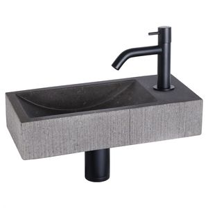 Differnz Differnz Ribble fonteinset bombai black - natuursteen - kraan gebogen mat zwart