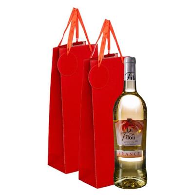 Cadeau tas verpakking voor 1 fles wijn/champagne - 5x - rood - papier met glitters - flessentasje