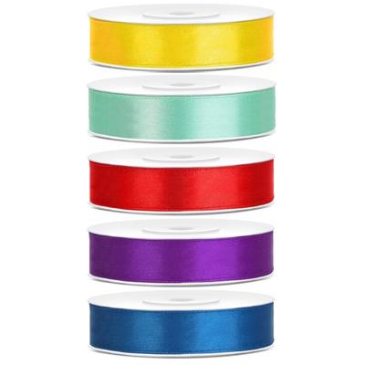 5x rollen satijnlint - geel-mint-rood-paars-blauw - 1,2 cm x 25 meter - cadeaulint - sierlint 5x rollen satijnlint - geel-mint-rood-paars-blauw - 1,2 cm x 25 meter - cadeaulint - sierlint