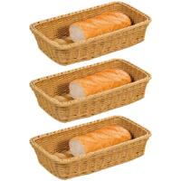 Kesper Broodmand - 3x - rotan - rechthoekig - 20 x 35 x 7,5 cm - fruitmanden