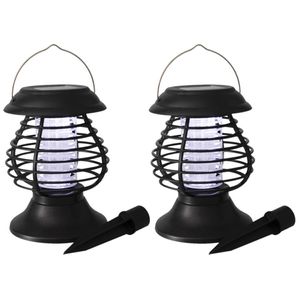 Set van 2x stuks solar tuinlampen/prikspots anti-muggenlampen op zonne-energie 22 cm - Prikspotjes