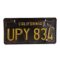 California Zwarte Kentekenplaat - 1963 - Origineel California Zwarte Kentekenplaat - 1963 - Origineel