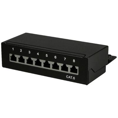 LogiLink NP0017B 8 poorten Patchpaneel 483 mm (19) CAT 6 1 HE Zwart