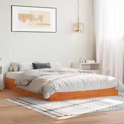 Bed met matras massief grenenhout wasbruin 140x190 cm