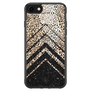 iPhone SE 2020 glazen hardcase - Chevron luipaard