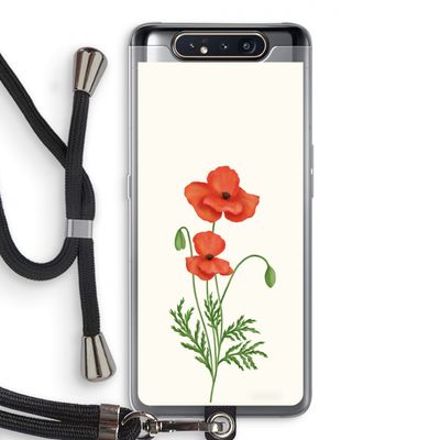 Red poppy: Samsung Galaxy A80 Transparant Hoesje met koord
