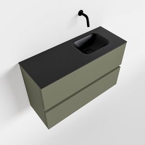Toiletmeubel Mondiaz Ada | 80 cm | Meubelkleur Army | Lex wastafel Urban Rechts | Zonder kraangat