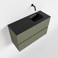 Toiletmeubel Mondiaz Ada | 80 cm | Meubelkleur Army | Lex wastafel Urban Rechts | Zonder kraangat Toiletmeubel Mondiaz Ada | 80 cm | Meubelkleur Army | Lex wastafel Urban Rechts | Zonder kraangat