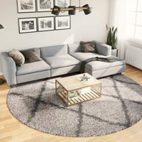 VidaXL Vloerkleed pamplona shaggy hoogpolig ø 280 cm beige antraciet