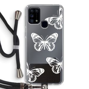 White butterfly: Samsung Galaxy M31 Transparant Hoesje met koord