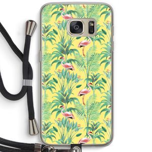 Flamingo party: Samsung Galaxy S7 Transparant Hoesje met koord