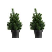 2x stuks kunstboom/kunst kerstboom groen 45 cm - Kunstkerstboom - thumbnail