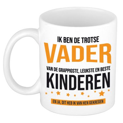 Cadeau koffie/thee mok voor vader - oranje - trotse vader - keramiek - 300 ml - Vaderdag