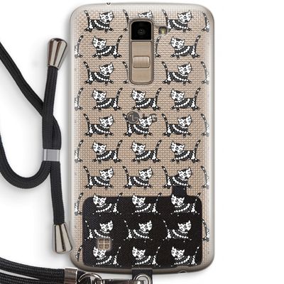 Zwarte poes: LG K10 (2016) Transparant Hoesje met koord