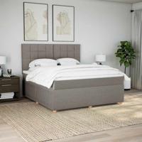 Boxspring met matras stof taupe 180x200 cm