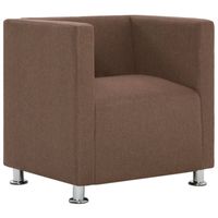 The Living Store Kubus Fauteuil - Bruin - 69x54x71cm - Polyester bekleding - Houten frame - Verchroomde poten