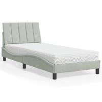 Bed met matras "Hanko" fluweel lichtgrijs 80x200 cm