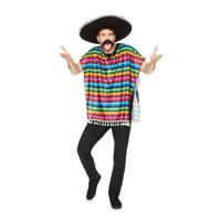 Mexicaanse poncho - regenboog kleuren - one size - Verkleedkleding voor volwassenen