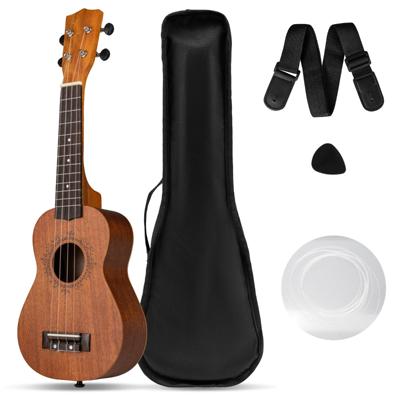 21 Inch Ukelele Mahoniehouten Ukeleleset met Draagtas Plectrum Verstelbare Riem en Extra Nylon Snaren
