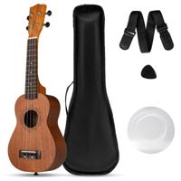 21 Inch Ukelele Mahoniehouten Ukeleleset met Draagtas Plectrum Verstelbare Riem en Extra Nylon Snaren