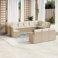 13-delige Loungeset met kussens poly rattan beige