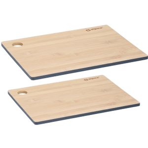 Set van 2x stuks snijplanken blauwe rand 23 en 28 cm van bamboe hout