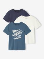 Set van 3 T-shirts met korte mouwen jongens blauw