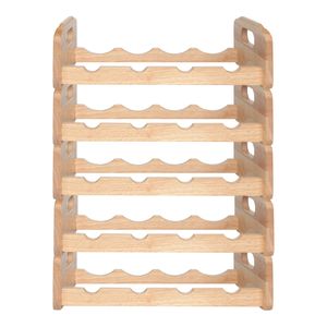 Wijnrek voor 4x flessen - 5x - hout kleur - stapelbaar - 45 x 22 x 12 cm