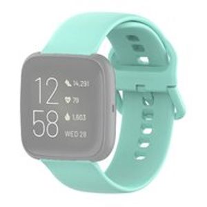 Fitbit Versa 1 / 2 & Lite siliconen sportbandje met gespsluiting - Mint Groen - Maat: Large