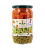 Doperwten en wortelschijfjes bio