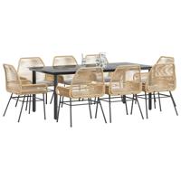 9-delige Tuinset met kussens poly rattan glas bruin
