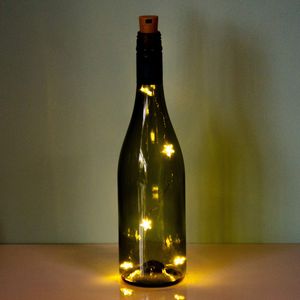 Wijnfles lampje - Witte sterren