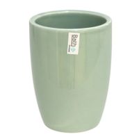 Badkamer beker/tandenborstelhouder groen keramiek 11 cm