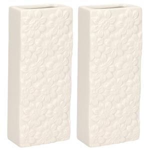 Waterverdamper - 4x - creme wit - keramiek - 400 ml - radiatorbak luchtbevochtiger - 7,4 x 17,7 cm