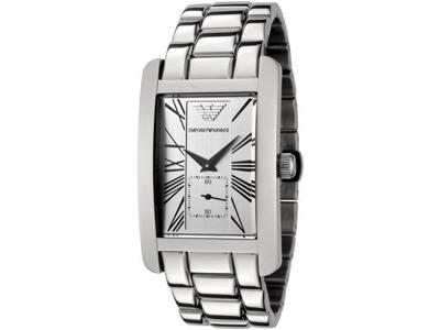 Emporio Armani heren roestvrij stalen armbandhorloge zilveren wijzerplaat AR0145