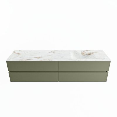 MONDIAZ VICA-DLUX 200cm badmeubel onderkast Army 4 lades. Inbouw wastafel CLOUD rechts 1 kraangat, kleur Frappe.