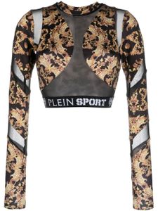 Plein Sport chemise crop à imprimé baroque - Noir