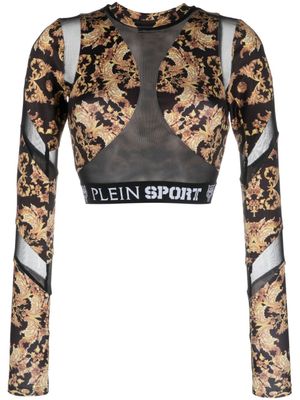 Plein Sport chemise crop à imprimé baroque - Noir